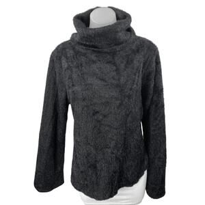 Asos Women's Black Long Sleeve Fleece Faux Fur Teddy Turtleneck Sweater Top 12